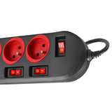 Regleta Maclean, cable alargador de 5 tomas, con interruptores, 250VAC/10A, 1,5m, MCE204, 2 unidades