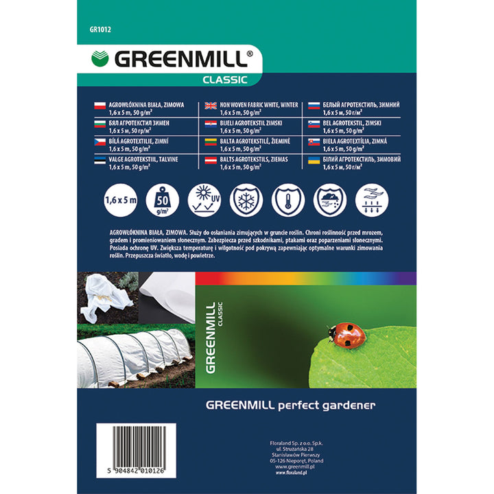 Greenmill agro-textil, invierno, 50g, 1.6x5m, blanco, GR1012