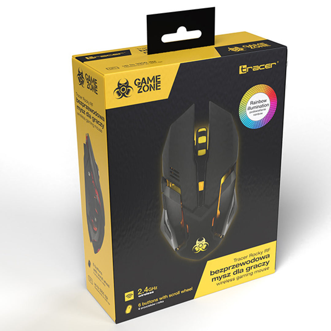 Ratón para juegos Tracer, inalámbrico, batería de 500 mAh, 3200 PPP, Gamezone Rocky RF Nano