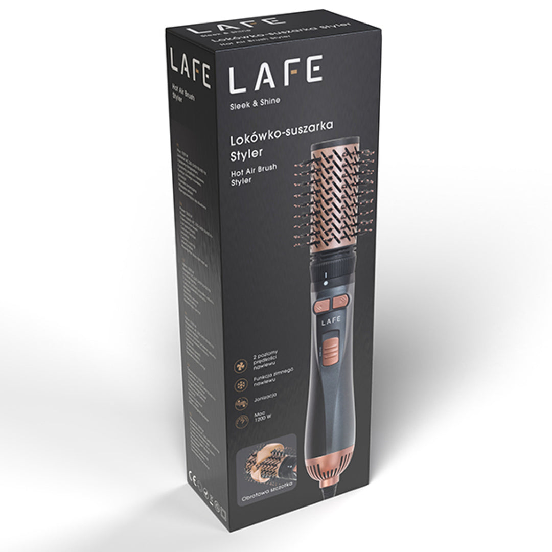 LAFE rizador/secador giratorio, 2 velocidades, 3 niveles de calor, ionización, 1200W, Sleek and Shine Style