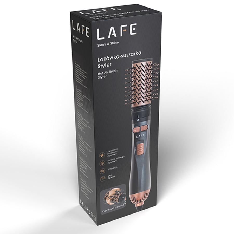 LAFE rizador/secador giratorio, 2 velocidades, 3 niveles de calor, ionización, 1200W, Sleek and Shine Style