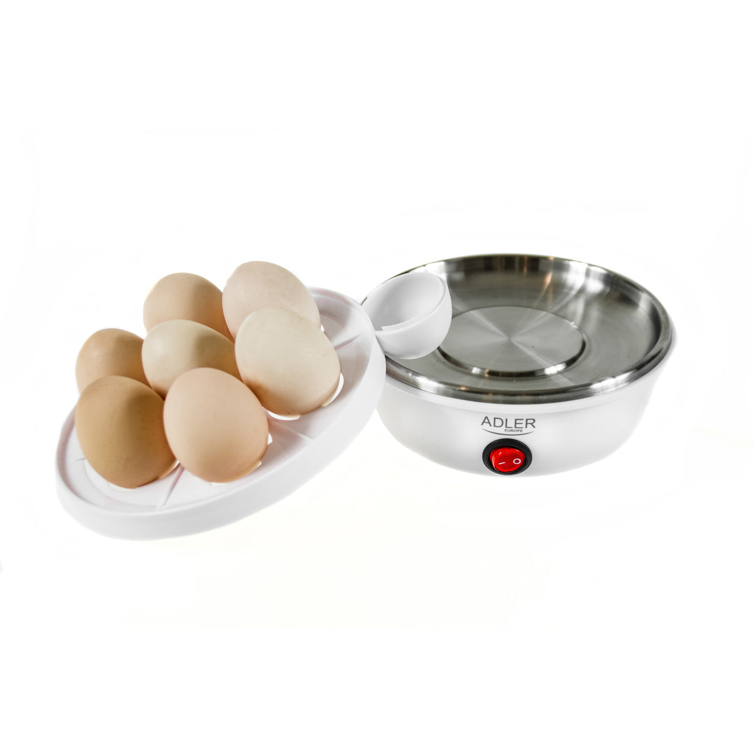 Cocedor de huevos automático Adler, para 7 huevos, potencia 450W, blanco, AD 4459