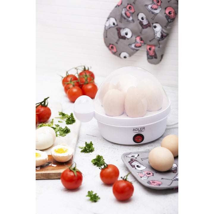 Cocedor de huevos automático Adler, para 7 huevos, potencia 450W, blanco, AD 4459