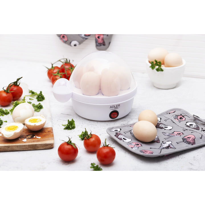 Cocedor de huevos automático Adler, para 7 huevos, potencia 450W, blanco, AD 4459