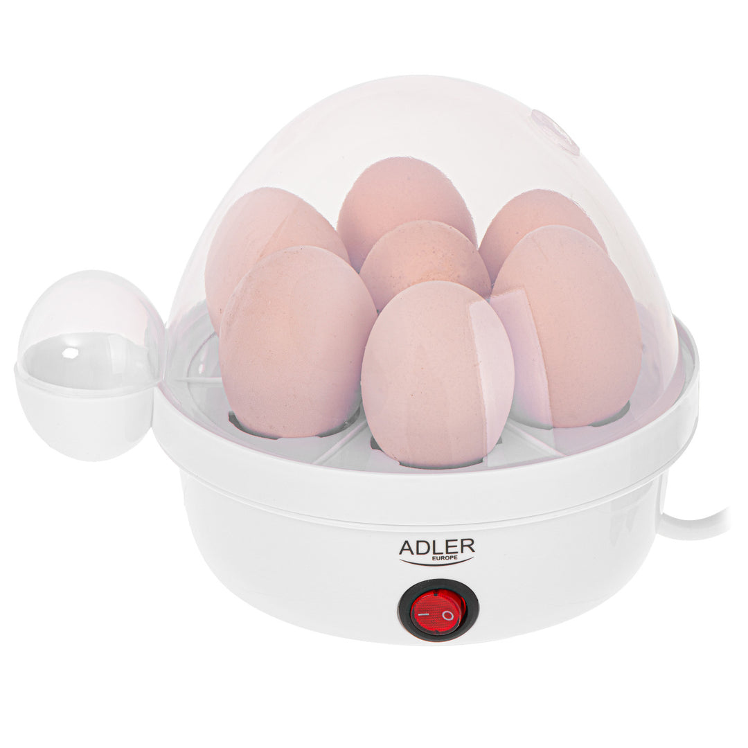 Cocedor de huevos automático Adler, para 7 huevos, potencia 450W, blanco, AD 4459