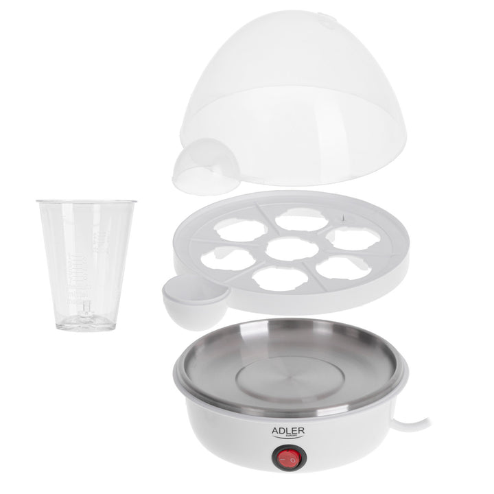 Cocedor de huevos automático Adler, para 7 huevos, potencia 450W, blanco, AD 4459