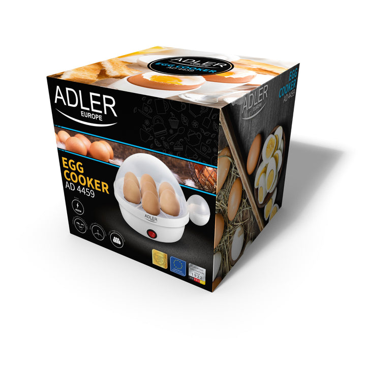 Cocedor de huevos automático Adler, para 7 huevos, potencia 450W, blanco, AD 4459