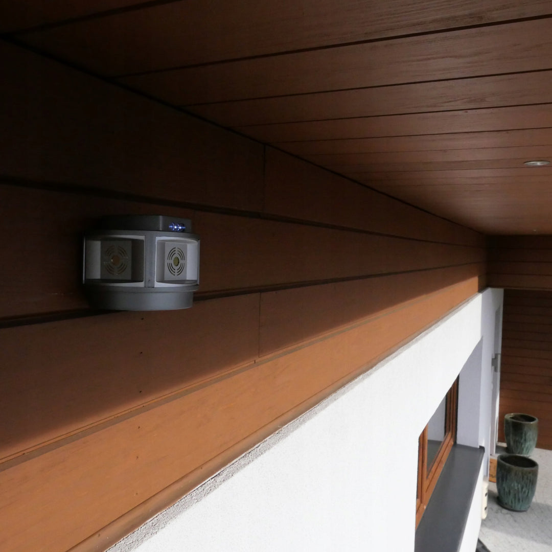 Ahuyentador de roedores inalámbrico martas ratones Viano, IP44, batería recargable Li-ion 4Ah, modo LED, Trio