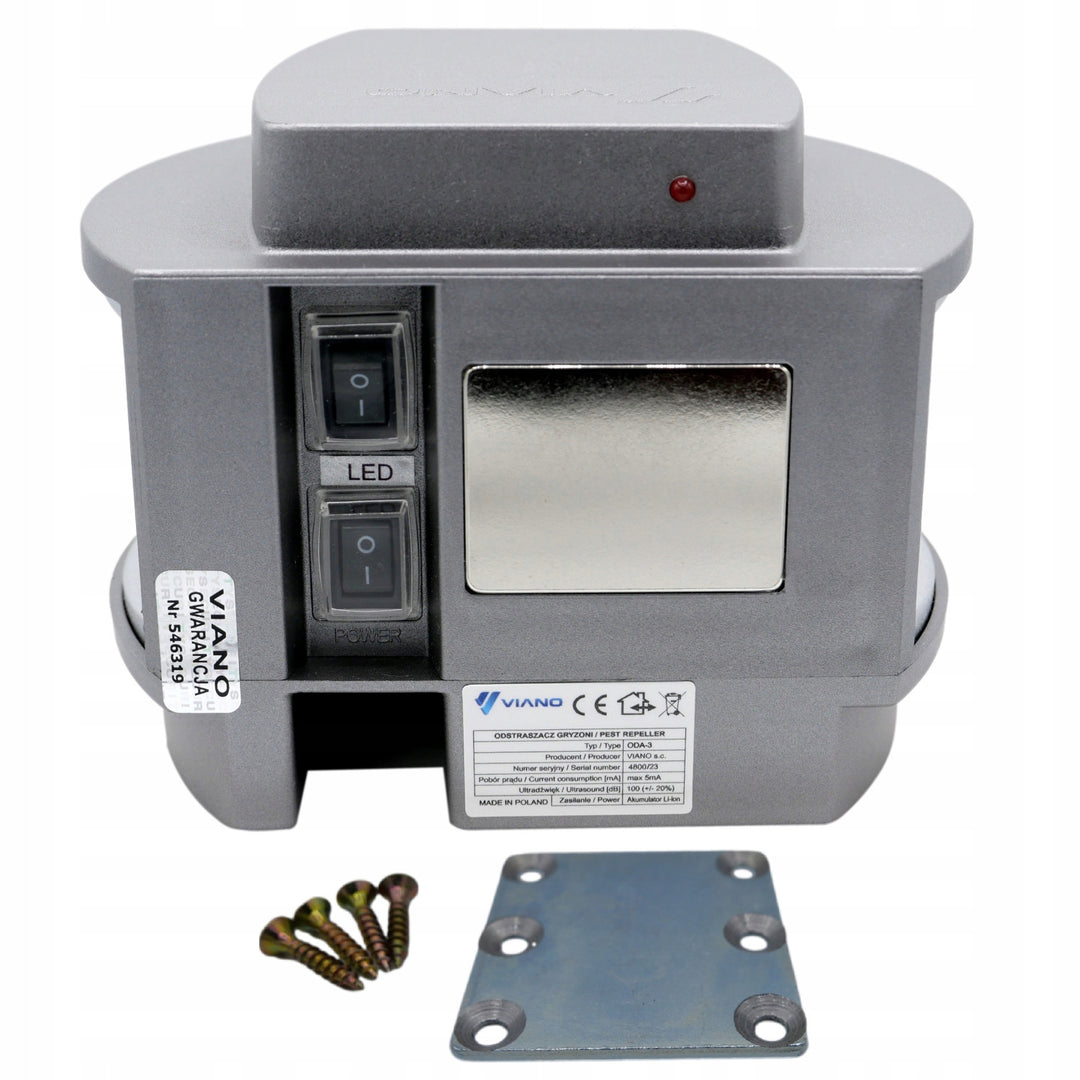 Ahuyentador de roedores inalámbrico martas ratones Viano, IP44, batería recargable Li-ion 4Ah, modo LED, Trio