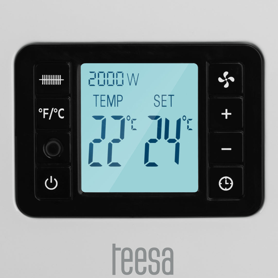 Convector Teesa, función temporizador, control de temperatura, modo antihielo, mando a distancia, TSA8054