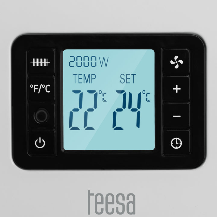 Convector Teesa, función temporizador, control de temperatura, modo antihielo, mando a distancia, TSA8054