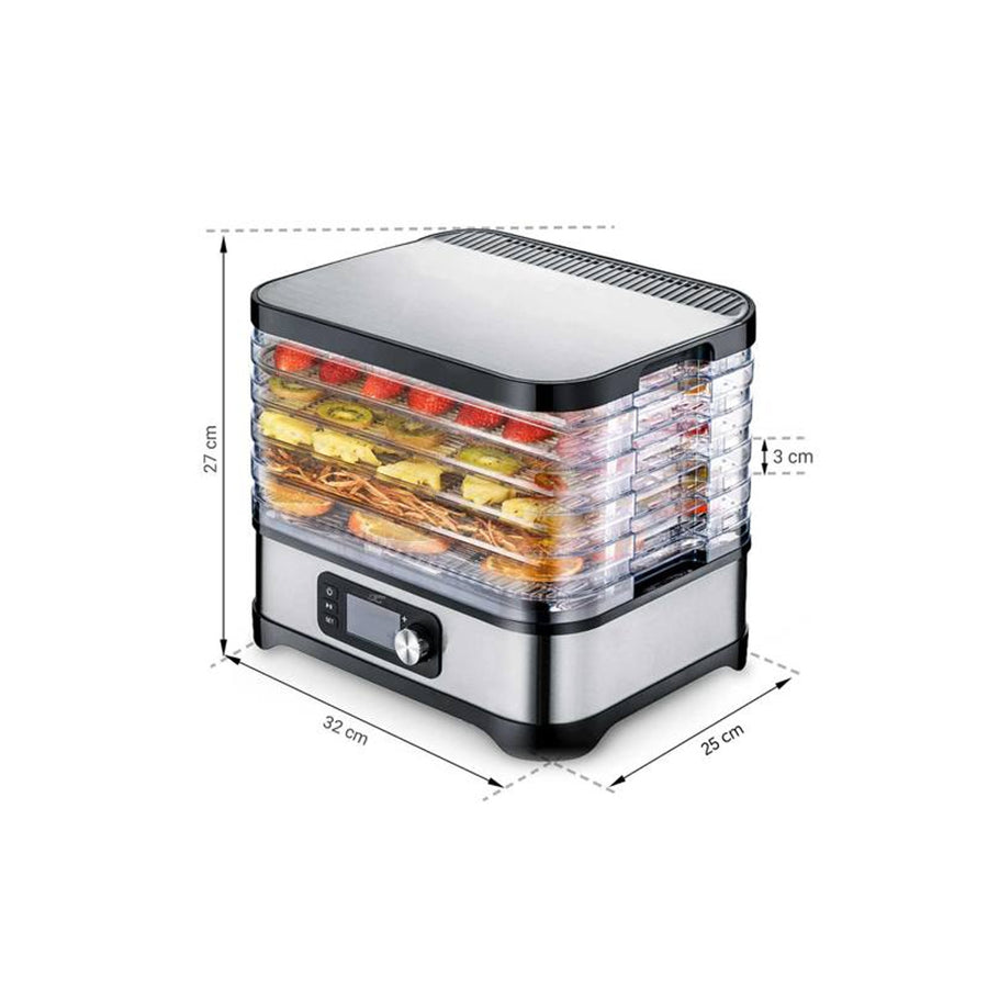 Secador para setas, verduras, frutas, carnes LTC, potencia regulable, base antideslizante, 5 bandejas, apto para lavavajillas, metal, con display, LXSR002