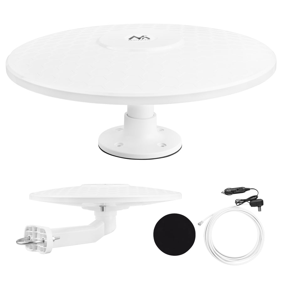 Antena omnidireccional Maclean DVB-T/T2 HEVC, activa, camper, 12V, MCTV-103