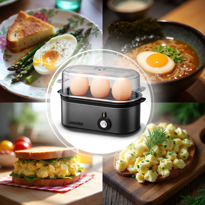 Cocedor de huevos Mesko para 3 huevos, potencia 210W, fase de cocción seleccionable, indicador luminoso, MS 4485