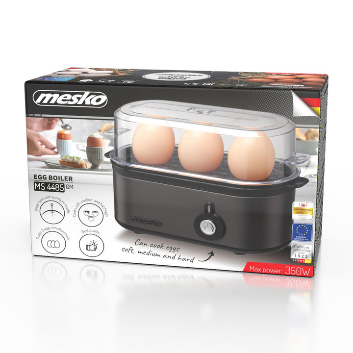 Cocedor de huevos Mesko para 3 huevos, potencia 210W, fase de cocción seleccionable, indicador luminoso, MS 4485
