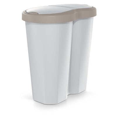 Papelera Compacta R Duo, marrón/achemira, capacidad 40L, un compartimento, dos tapas, NDRF40-WG5C_427C