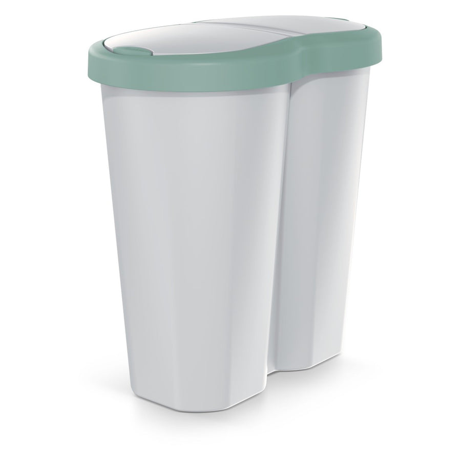 Papelera Compacta R Duo, verde/ceniza, capacidad 40L, un compartimento, dos tapas, NDRF40-5575C_427C