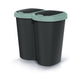 Cubo de basura Compacta B Duo, verde/negro, capacidad 40L, un compartimento, dos tapas, versión para montaje en pared, NDBS40-5575C_S411