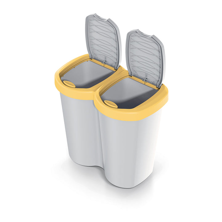 Cubo de basura Compacta B Duo, amarillo/cachemira, capacidad 40L, un compartimento, dos tapas, versión para montaje en pared, NDBS40-1215C_427C