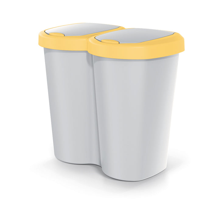 Cubo de basura Compacta B Duo, amarillo/cachemira, capacidad 40L, un compartimento, dos tapas, versión para montaje en pared, NDBS40-1215C_427C