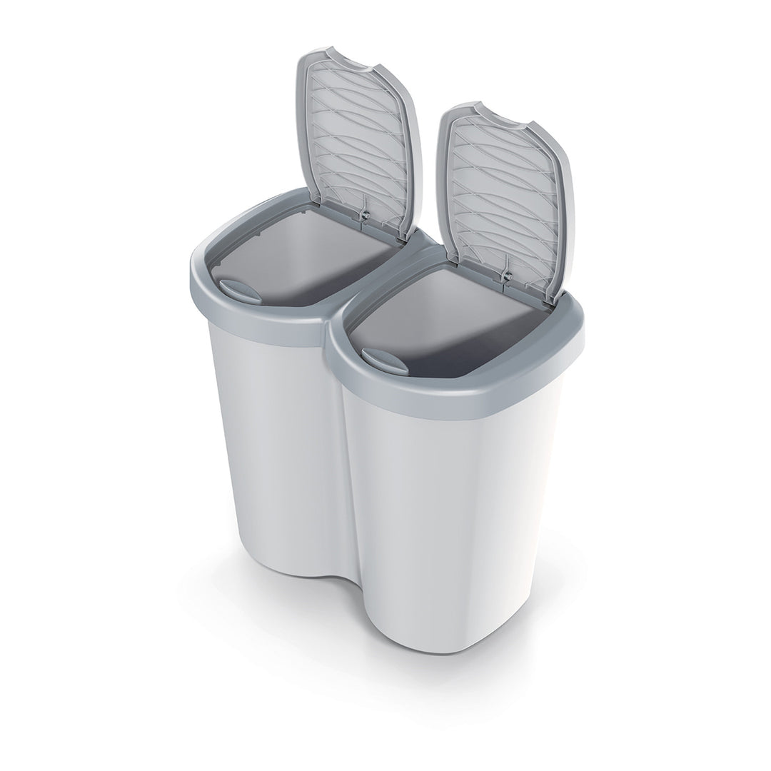 Papelera Compacta B Duo, gris/gris ceniza, capacidad 40L, un compartimento, dos tapas, versión para montaje en pared, NDBS40-429U_427C