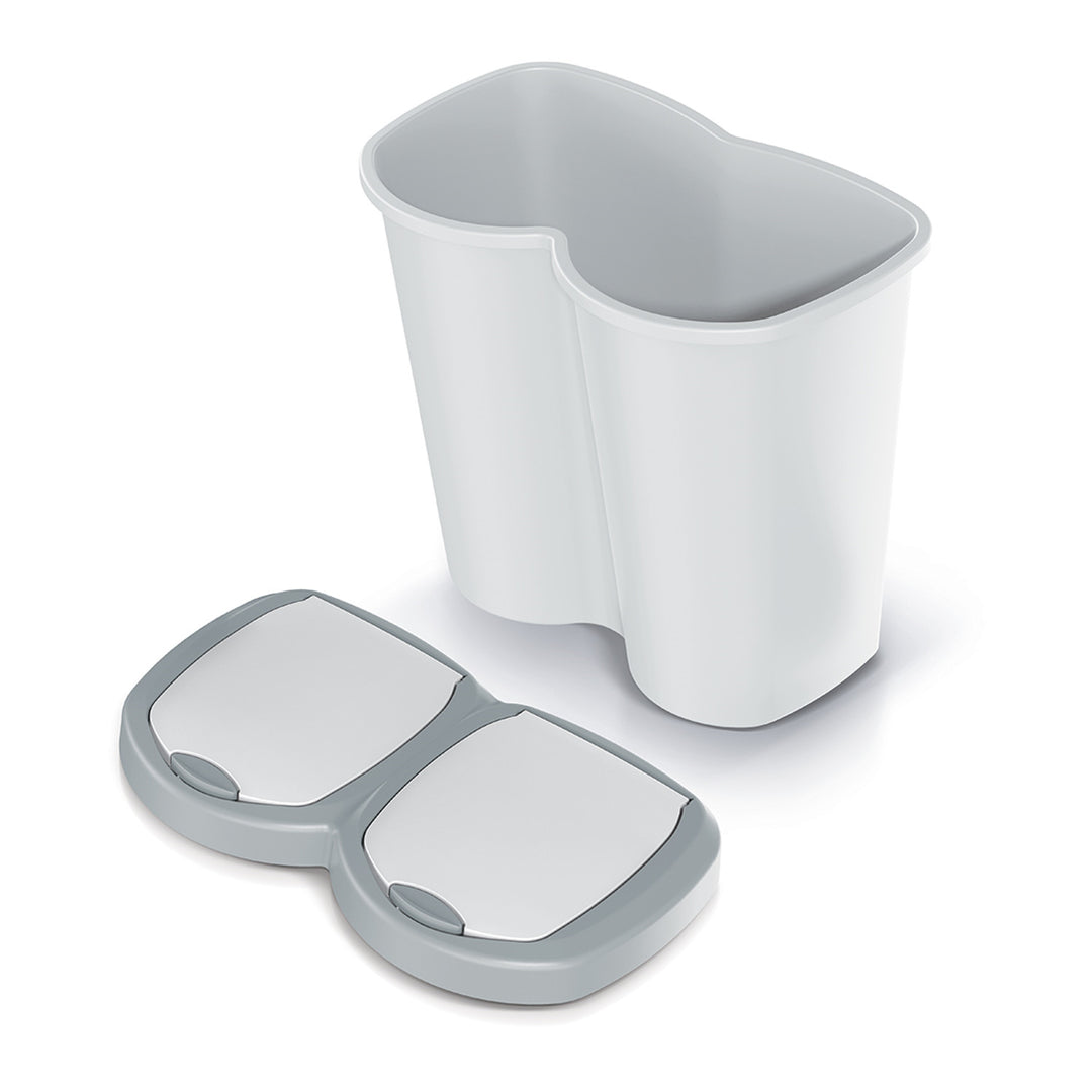 Papelera Compacta B Duo, gris/gris ceniza, capacidad 40L, un compartimento, dos tapas, versión para montaje en pared, NDBS40-429U_427C