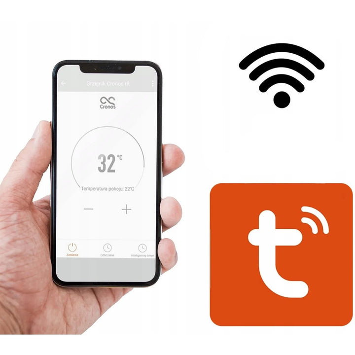 Calefactor infrarrojo Cronos, 450W, con termostato y mando a distancia, regulable de 10°C a 50°C, baja pérdida de energía, Titanio CR-500