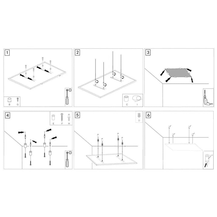 Kit de montaje en techo para tubos radiantes Cronos, longitud del cable 1 m, en acero inoxidable
