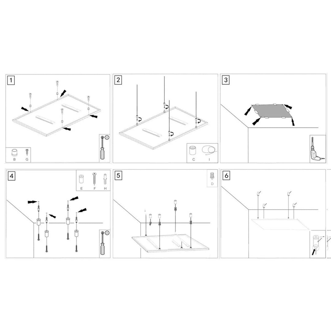 Kit de montaje en techo para tubos radiantes Cronos, longitud del cable 1 m, en acero inoxidable