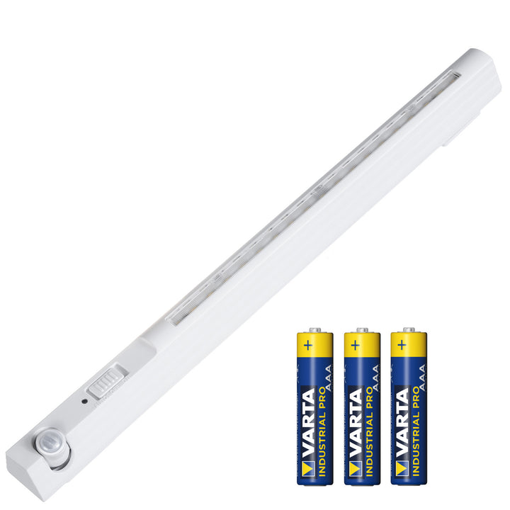 Lámpara LED Maclean, con sensor móvil, gancho, ON/OFF/AUTO, temp. 4000K, alcance 3m, MCE235 + 3x pilas alcalinas Varta Industrial AAA