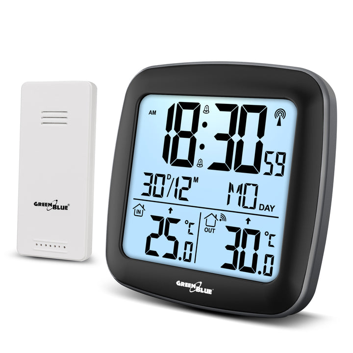 Estación meteorológica inalámbrica GreenBlue, con DCF, calendario, alarma, GB542 + 4x pila alcalina Varta Industrial AAA