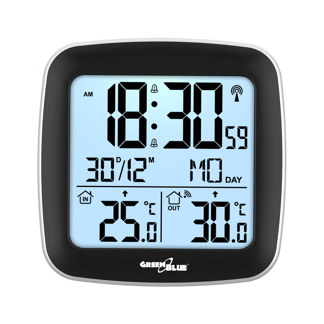 Estación meteorológica inalámbrica GreenBlue, con DCF, calendario, alarma, GB542 + 4x pila alcalina Varta Industrial AAA