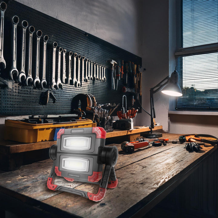 Lámpara de trabajo Maclean LED COB, 300 lm, 3 modos de iluminación, temperatura de color 6500K, MCE439 + 4 pilas Varta Industrial AA