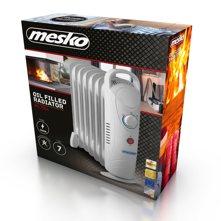 Calentador de aceite Mesko, 7 costillas, 800W, control de temperatura, gris, MS 7804