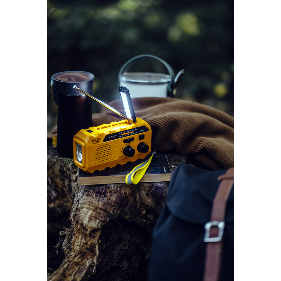 Radio solar Adler, batería recargable de 1200 mAh, linterna, manivela, AD 1197