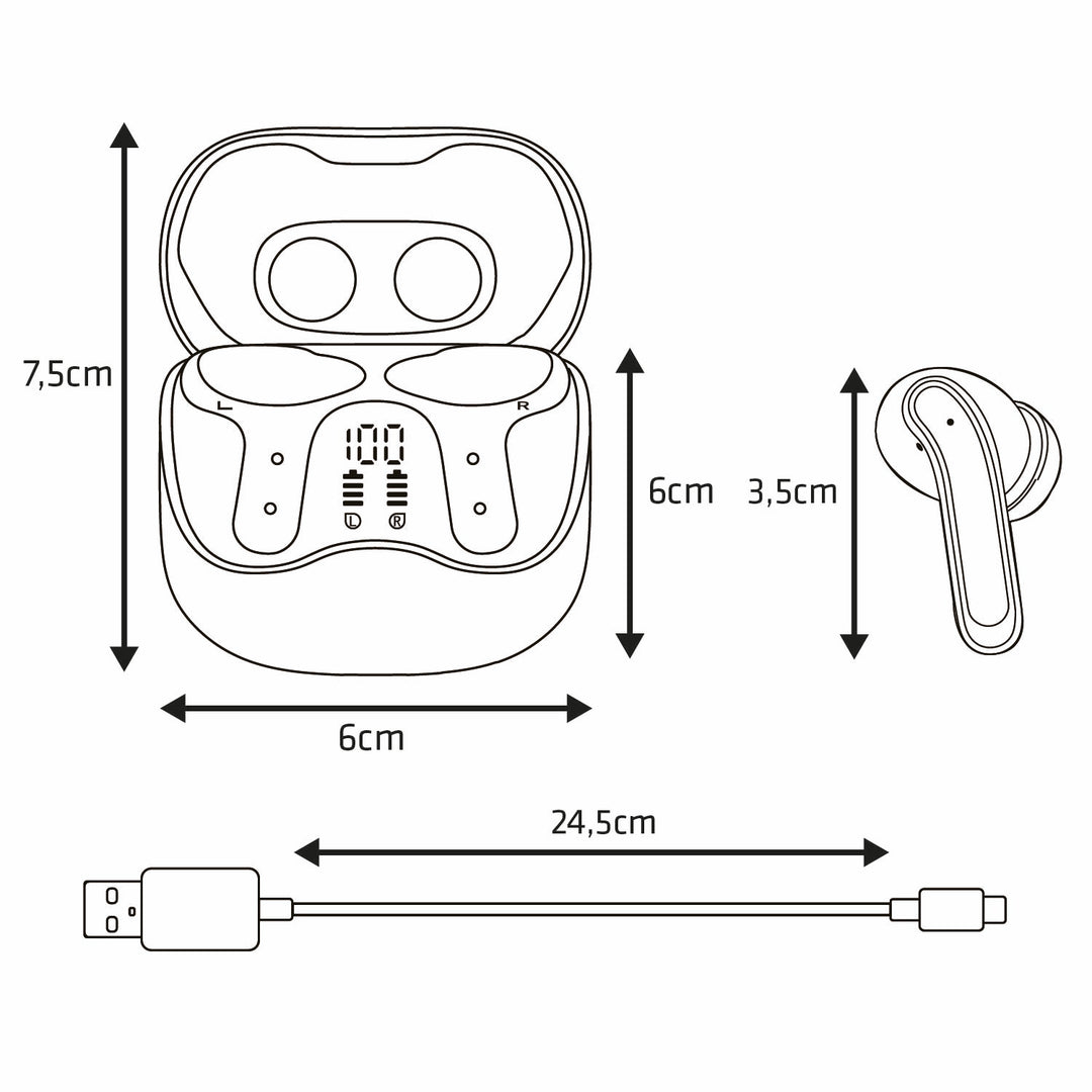 Auriculares inalámbricos Audiocore, ANC híbrido, ENC, 6 micrófonos, estuche de carga, Tuya, AC591 PRO