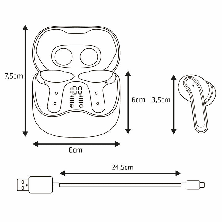 Auriculares inalámbricos Audiocore, ANC híbrido, ENC, 6 micrófonos, estuche de carga, Tuya, AC591 PRO