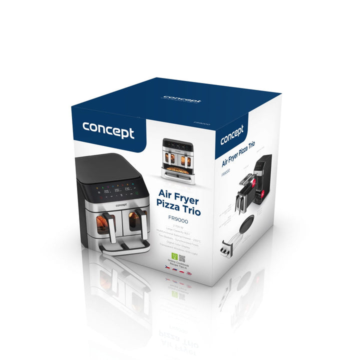 Freidora Concept sin grasa, 3 cajones separados, cocción sincronizada, 8 programas preajustados, FR9000