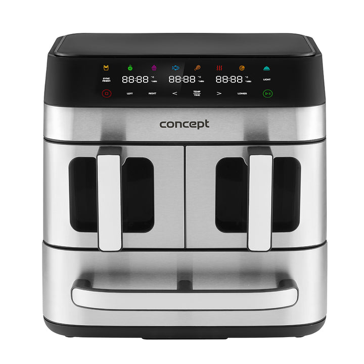 Freidora Concept sin grasa, 3 cajones separados, cocción sincronizada, 8 programas preajustados, FR9000