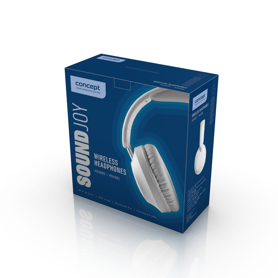 Auriculares intrauditivos inalámbricos Concept SoundJoy, hasta 45 horas de reproducción, Bluetooth 6.0, carga rápida, cancelación activa del ruido hasta 18 dB, blanco, HS4081