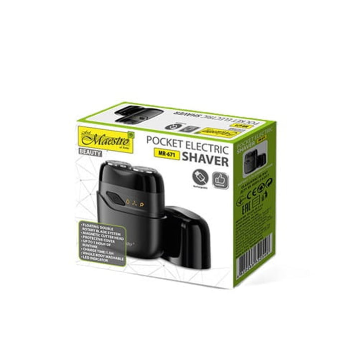 Afeitadora eléctrica Maestro, 2 cabezales, carga USB C, autonomía de hasta 60 minutos, fácil limpieza, MR-671