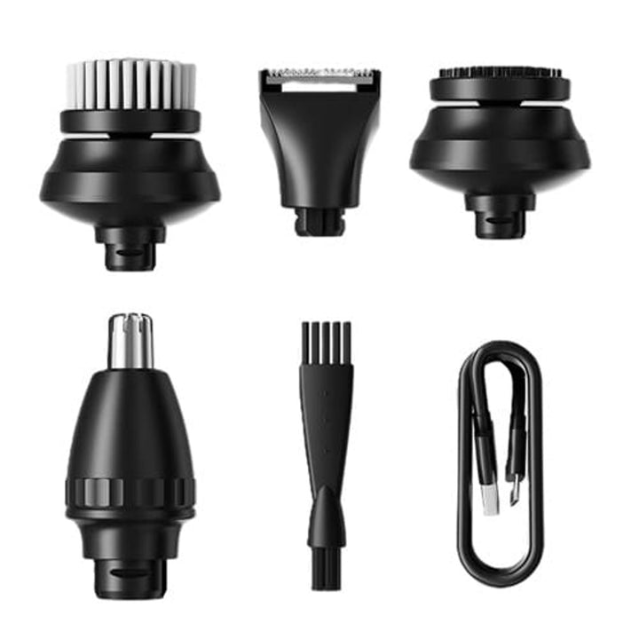 Set de afeitado Maestro 5 en 1, afeitadora, recortador nasal, cepillo de limpieza facial, boquilla de masaje, cortapelos, carcasa impermeable, hasta 60 min de autonomía, MR-674