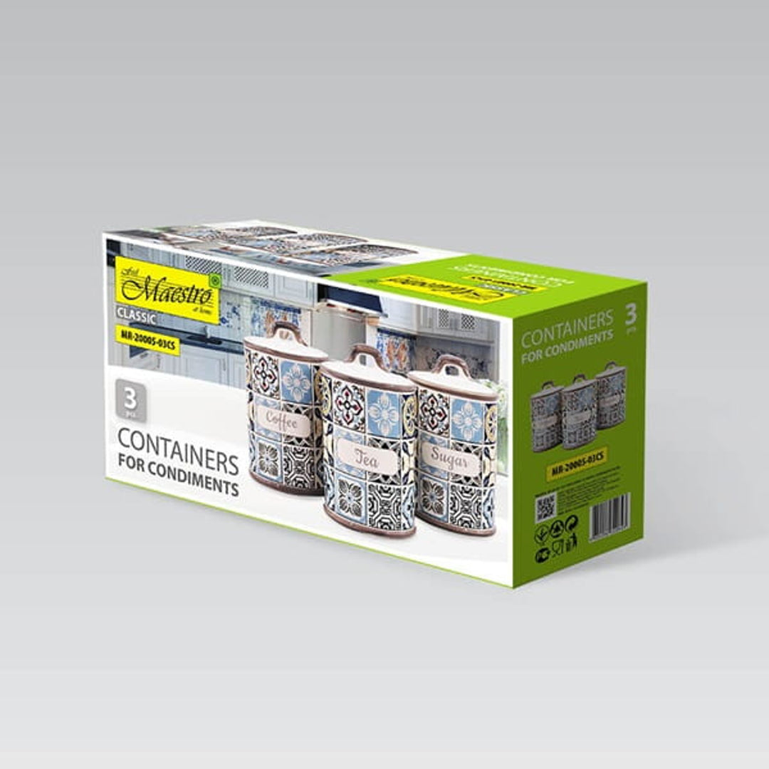 Vacaciones en Oporto Juego de recipientes de cerámica Maestro, 3 elementos, capacidad 800 ml, cierre de silicona, MR-20005-03CS