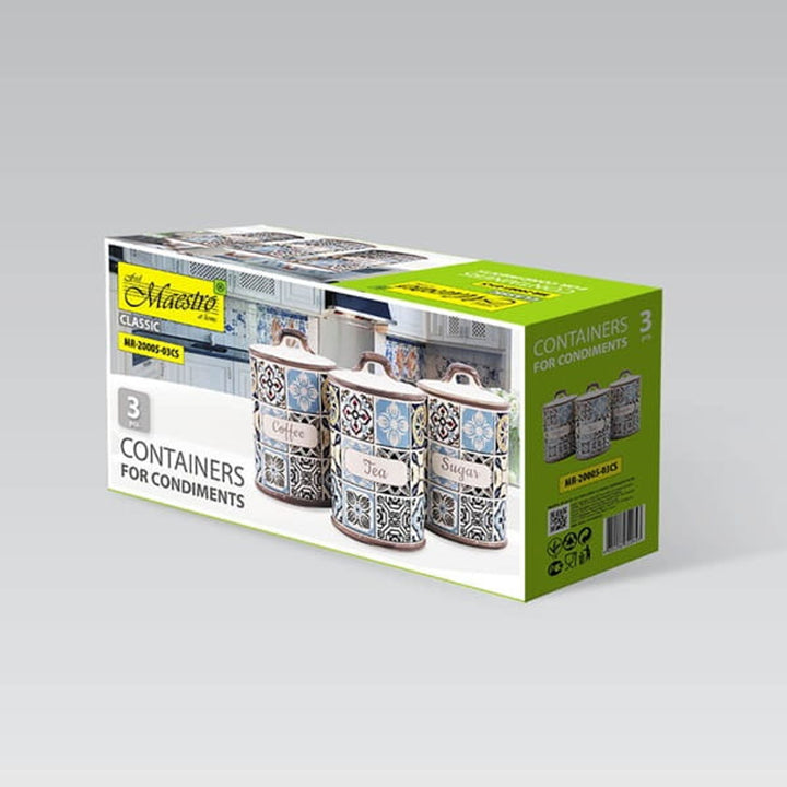 Vacaciones en Oporto Juego de recipientes de cerámica Maestro, 3 elementos, capacidad 800 ml, cierre de silicona, MR-20005-03CS