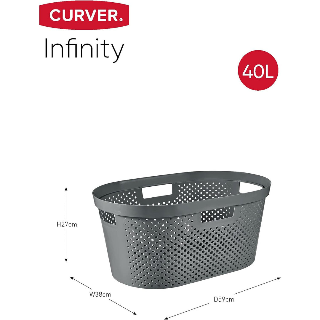 Curver Infinity Reciclado mangle / cesta de lavandería, 40L de capacidad, gris oscuro, 100% reciclado, 245675
