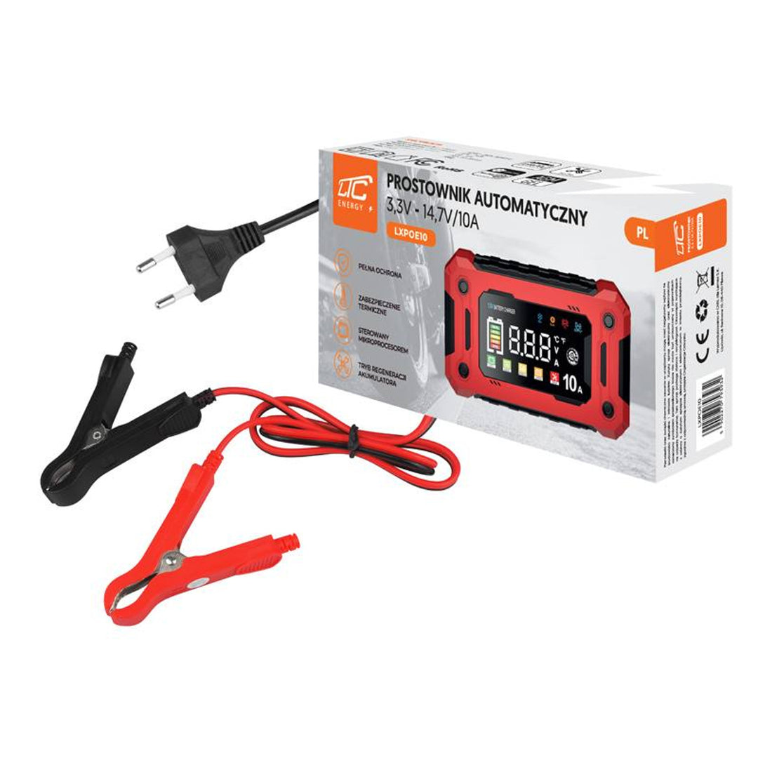 Rectificador de baterías LTC Energy, 3,3-14,7 V, 10 A, AGM/GEL/LiFePO4, modo automático, LXPOE10