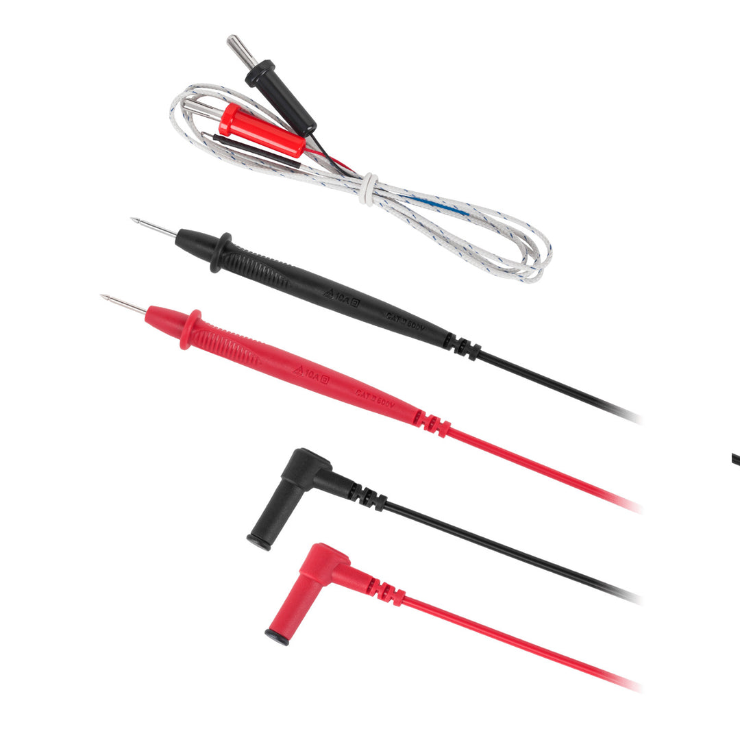 Multímetro digital Uni-T, medición de tensión y corriente, cables de prueba incluidos, sonda de temperatura, UT136C+