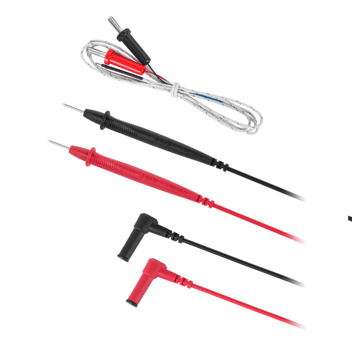 Multímetro digital Uni-T, medición de tensión y corriente, cables de prueba incluidos, sonda de temperatura, UT136C+