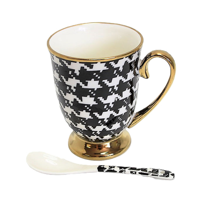 Taza Pepite Oro Mango Base Cuchara Porcelana Exclusiva, Reina Isabel
