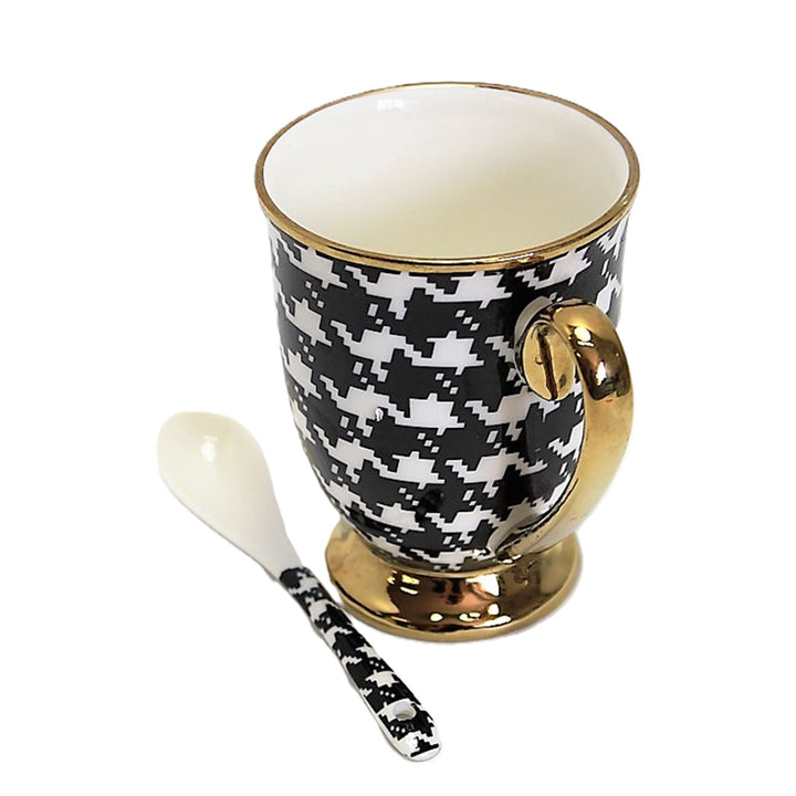 Taza Pepite Oro Mango Base Cuchara Porcelana Exclusiva, Reina Isabel
